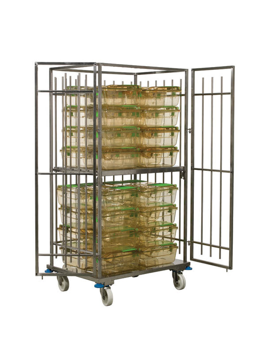 Stainless Steel Transport Trolley with Two Hinged Doors