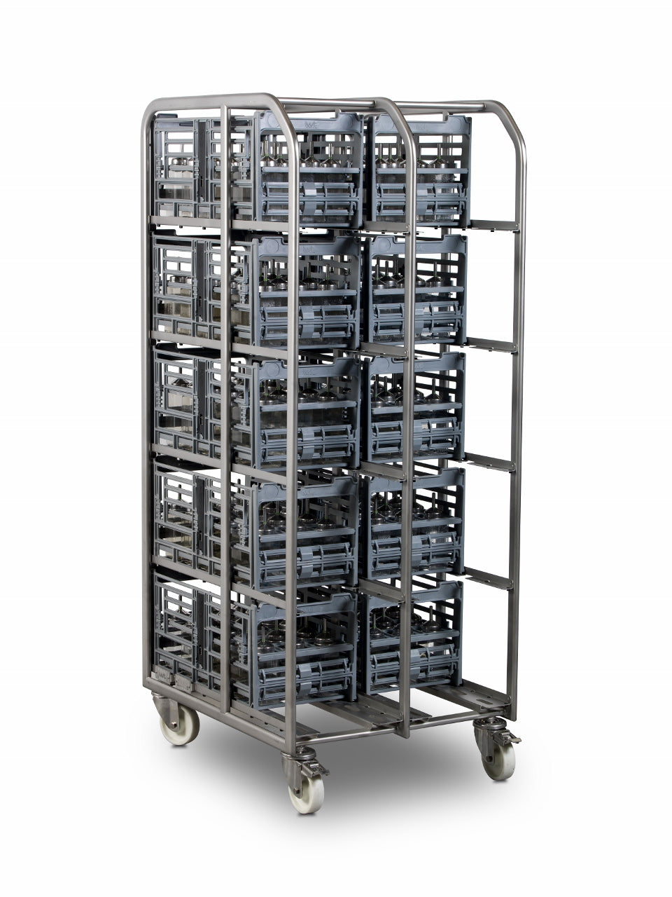 Stainless-Steel Transport Trolley for Water Bottle Crates