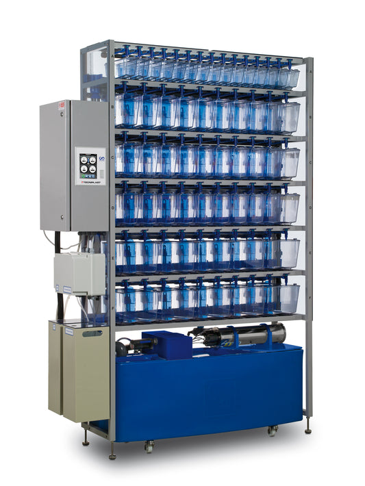 Active Blue Stand Alone Zebrafish Rack with 5 Rows + 1 Utility Row