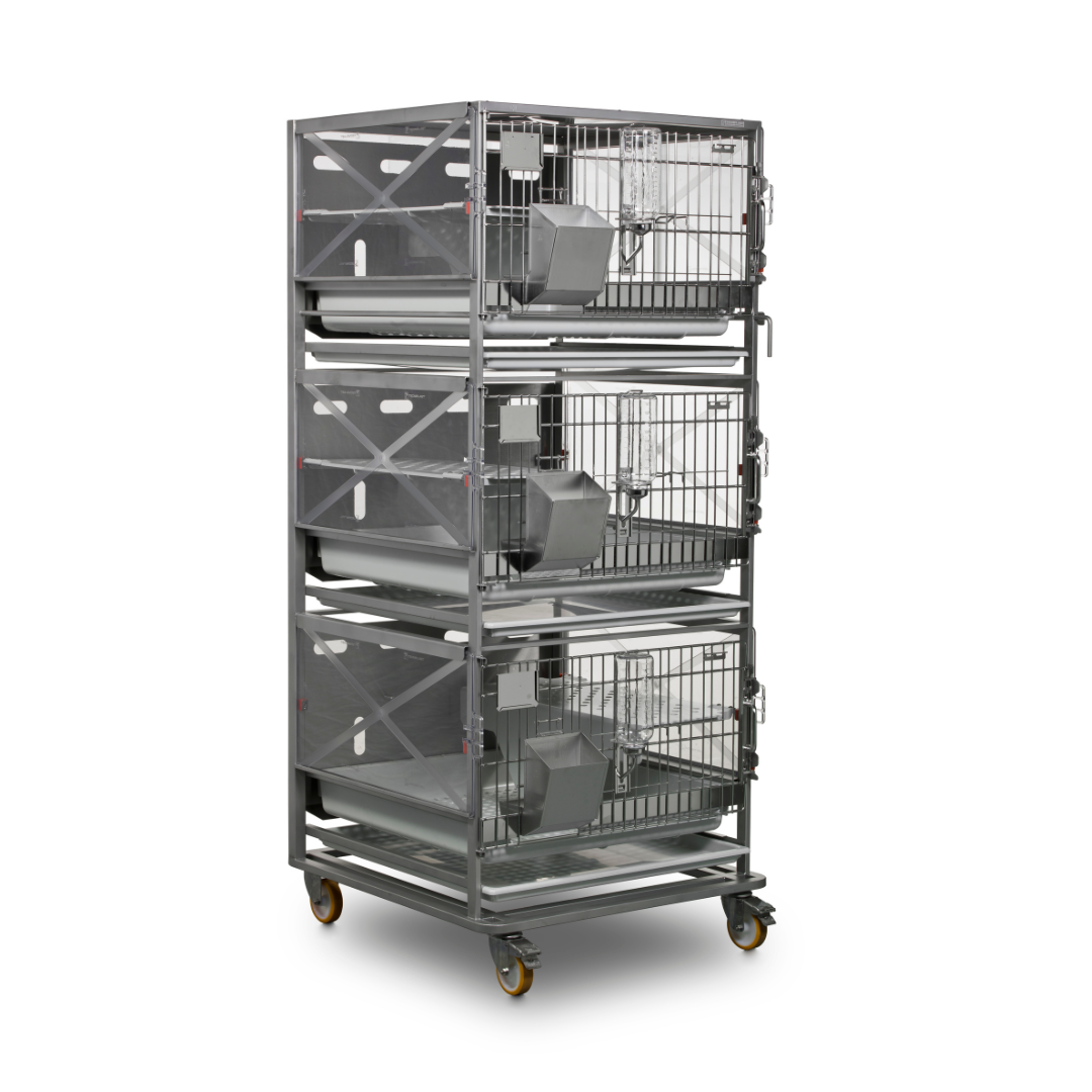 Rabbit Cage Rack With Cages and Components