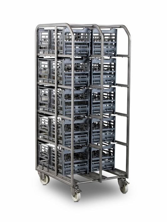 Stainless-Steel Transport Trolley for Water Bottle Crates