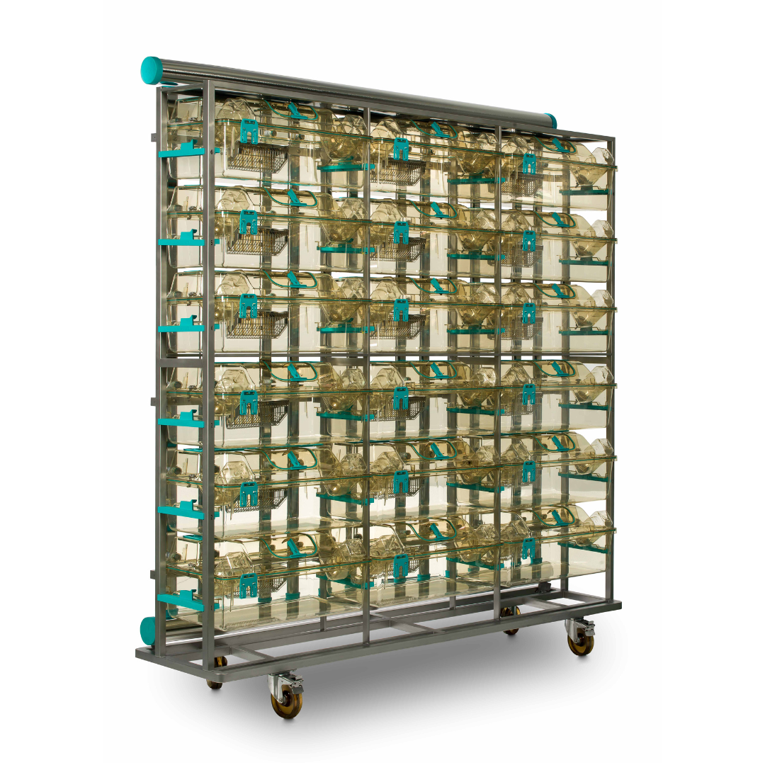 Refurbished Double Sided Emerald Line ER1800 Rat Cage Rack with 36 Cag